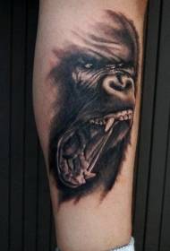Scary black ink gorilla tattoo picture