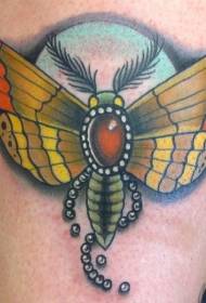 ຮູບແບບ tattoo moth ສີຂາ