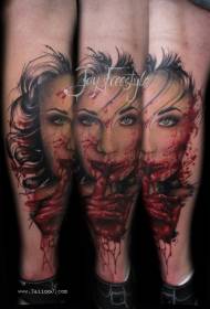 ຮູບແບບ tattoo horror ສີ vampire ແມ່ຍິງຮູບແບບ tattoo