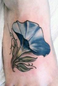 foot water color purple morning glory tattoo pattern