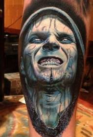 Tatuaje de retrato de heroe de vampiro en cor de pernas