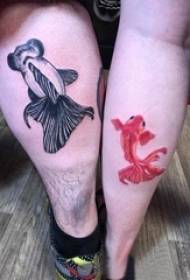 Ink goldfish tattoo couple calf on cute goldfish tattoo picture