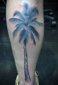 Leg color palm tree tattoo pattern