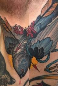 teļa Eiropas un Amerikas skolu putnu bultiņas tetovējums