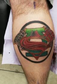 Superman logo tattoo male student calf on round and superman logo tattoo picture