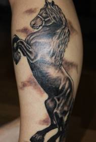 Leg brown realistic horse tattoo pattern