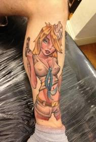 benfarve sexet moderne pige tatoveringsbillede