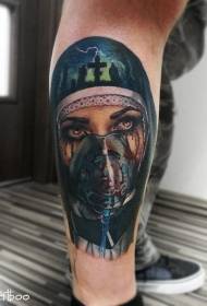 Ολοκαίνουργιο σχολικό στυλ χρωματιστό πόδι γυναίκα αιματηρή τατουάζ μάσκα