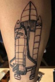 tse ling tsa li-geometric tattoo tattoo male shank setšoantšong sa rocket e ntšo