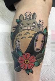 boys on the calf painted plants flowers and anime chinchillas tattoo pictures