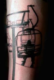Patrón de tatuaje de teleférico negro y divertido en las piernas