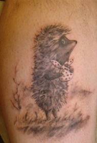 unusual black and white hedgehog tattoo picture