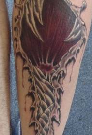 Realistisch scheurend tattoo-patroon op de benen