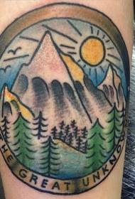 Noga u boji okrugla ilustracija stil tetovaža uzorak