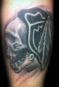 calf simple Indian wind skull with feather pattern