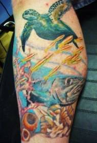 umbala womlenze i-nautical theme turtle kunye nefoto ye tattoo yepeyinti