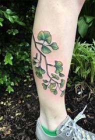 girl calf painted on ginkgo leaf tattoo picture