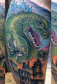 këmbët model interesant i madh tatuazh Godzilla