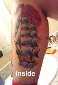 plab hlaub symmetrical tattoo txiv neej shank rau cov xim sailing tattoo daim duab