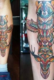 Leg color clown statue tribal tattoo pattern