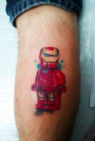 хөлний өнгөт хөгжилтэй Lego Iron Man шивээсний хэв маяг