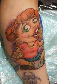 noga crtić u boji stripovski djevojka uzorak tetovaža