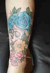 plant tattoo girl calf captain and flower tattoo picture
