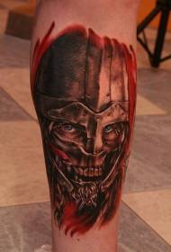 arm color horror style incredible zombie warrior helmet tattoo