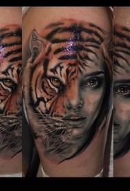 Mysterious realistic half-legged half tiger tattoo