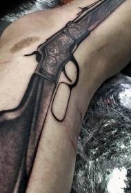 Leg brown eccentric rifle tattoo pattern