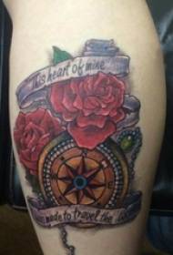 literary flower tattoo girl calf above art flower tattoo compass picture