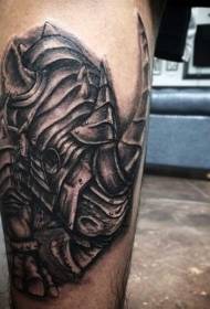Нога чорно-коричневий реалістичний панцир татуювання носоріг