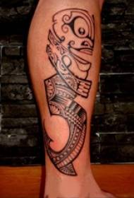 boys calf on black gray sketch point thorn trick creative totem tattoo picture