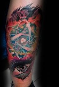 Koloraj atomaj tatuaj ŝablonoj sur la kruroj