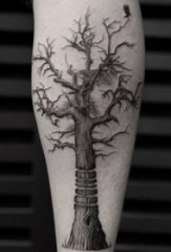 boys calf on black gray point thorn technique plant material life tree tattoo picture