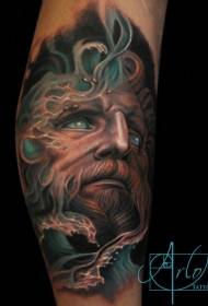 calf mysterious color portrait tattoo pattern