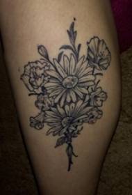 flower tattoo girl calf above art flower tattoo picture