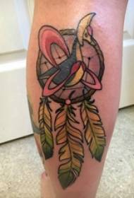 Álomfogó tetoválás kép Lány borjú az álom elkapó tetoválás kép színén