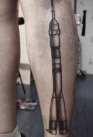 boys calf on black ash sketch point thorn technique spaceship tattoo picture