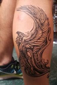 enkel linje tatovering mandlige skaft på sort Phoenix tatovering billede
