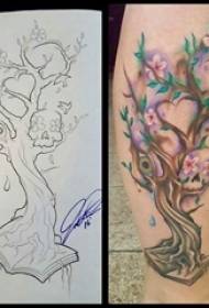 tree tattoo girl calf on tree tattoo painted picture