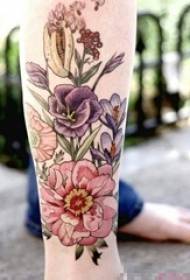 cielęta dziewczęta malowane akwarela kreatywne piękne zdjęcia kwiatów tatuaż