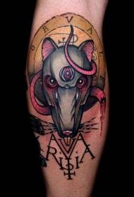 Legged old school style colored mouse tattoo pattern
