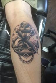 Europsko-američka sidro tetovaža muški krak na sidro tetovaža slika 99081-Tattoo crtani muški krak na cvijetu i crtani lik lik tetovaža slika