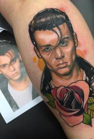 Крак нов стил цветен известен актьор портрет татуировка