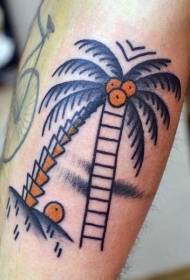 leg Partial water color coconut palm tree tattoo picture