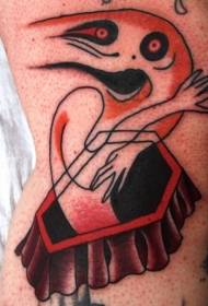 Портокалова тетоважа со духови со шарена личност на ногата