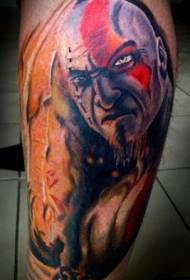 Leg color barbarian portrait tattoo pattern