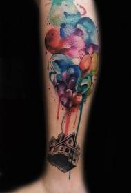 calf balloon color splash ink tattoo pattern