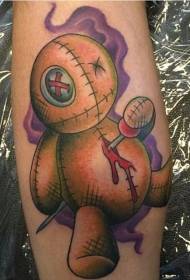 Benfarve blodige voodoo dukke tatoveringsmønster